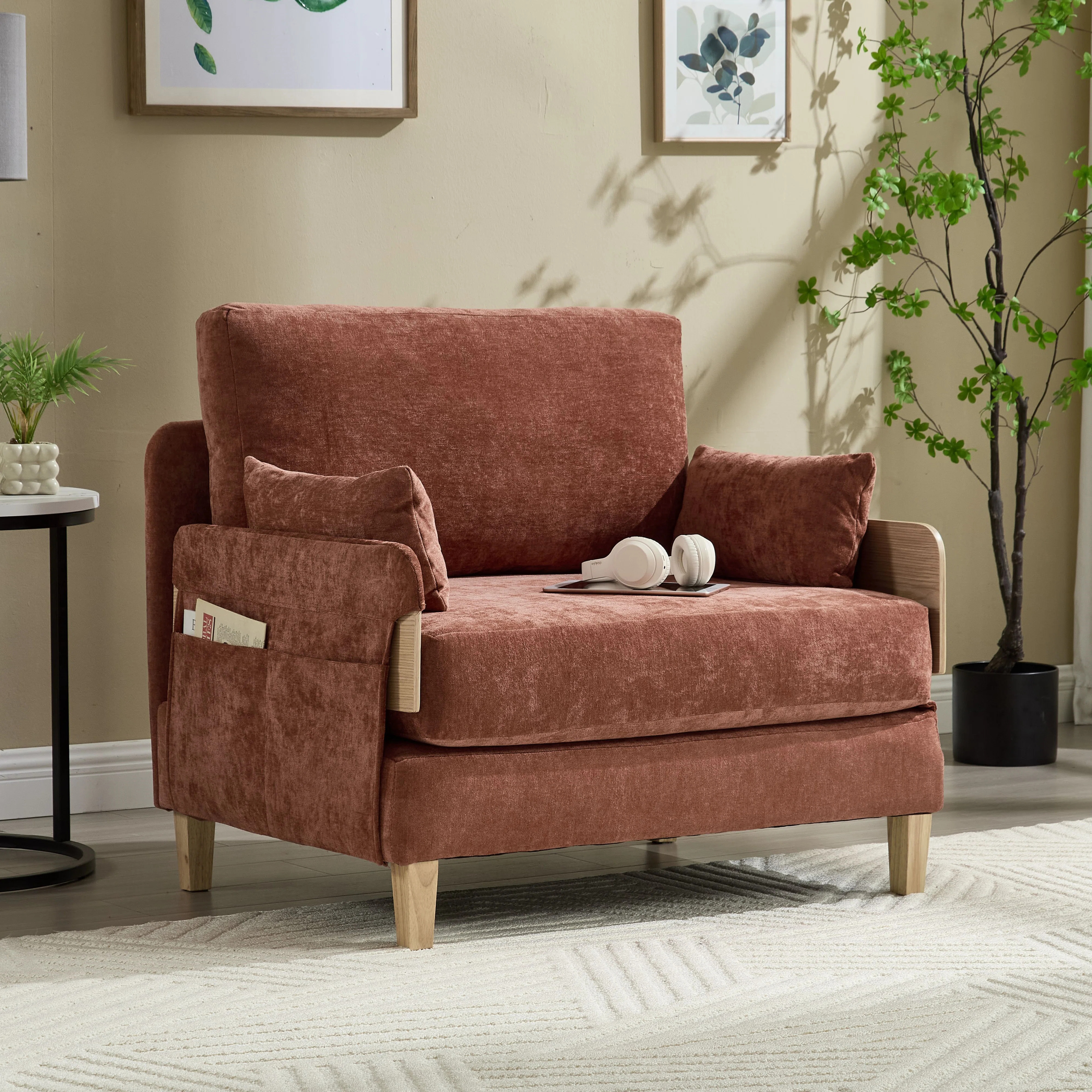 Chenille Upholstered Convertible Chair | Wayfair North America