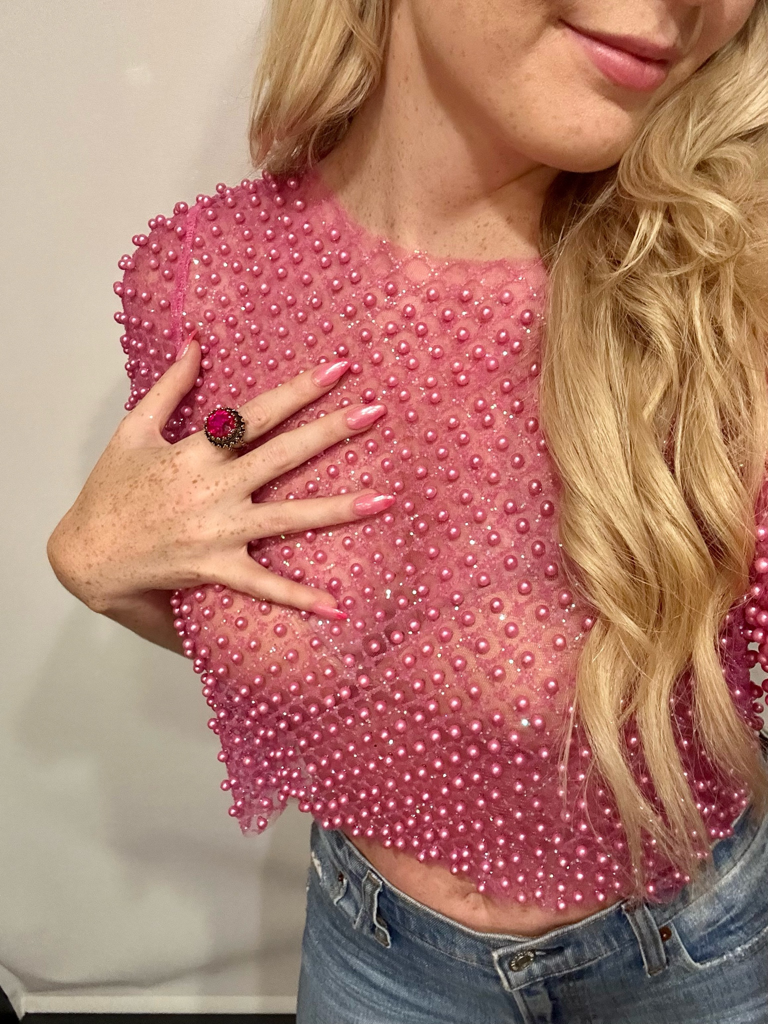 Barbie pink Pearl top