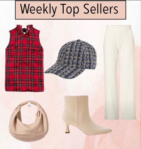 Sharing the Top 5 best sellers you all loved last week. So many great pieces for fall and the holidays. 

Top 5 best sellers, plaid blouse, holiday plaid blouse, cream booties, chic baseball hat, cream trousers, winter white pants, woven leather bag

#LTKshoecrush #LTKstyletip #LTKitbag