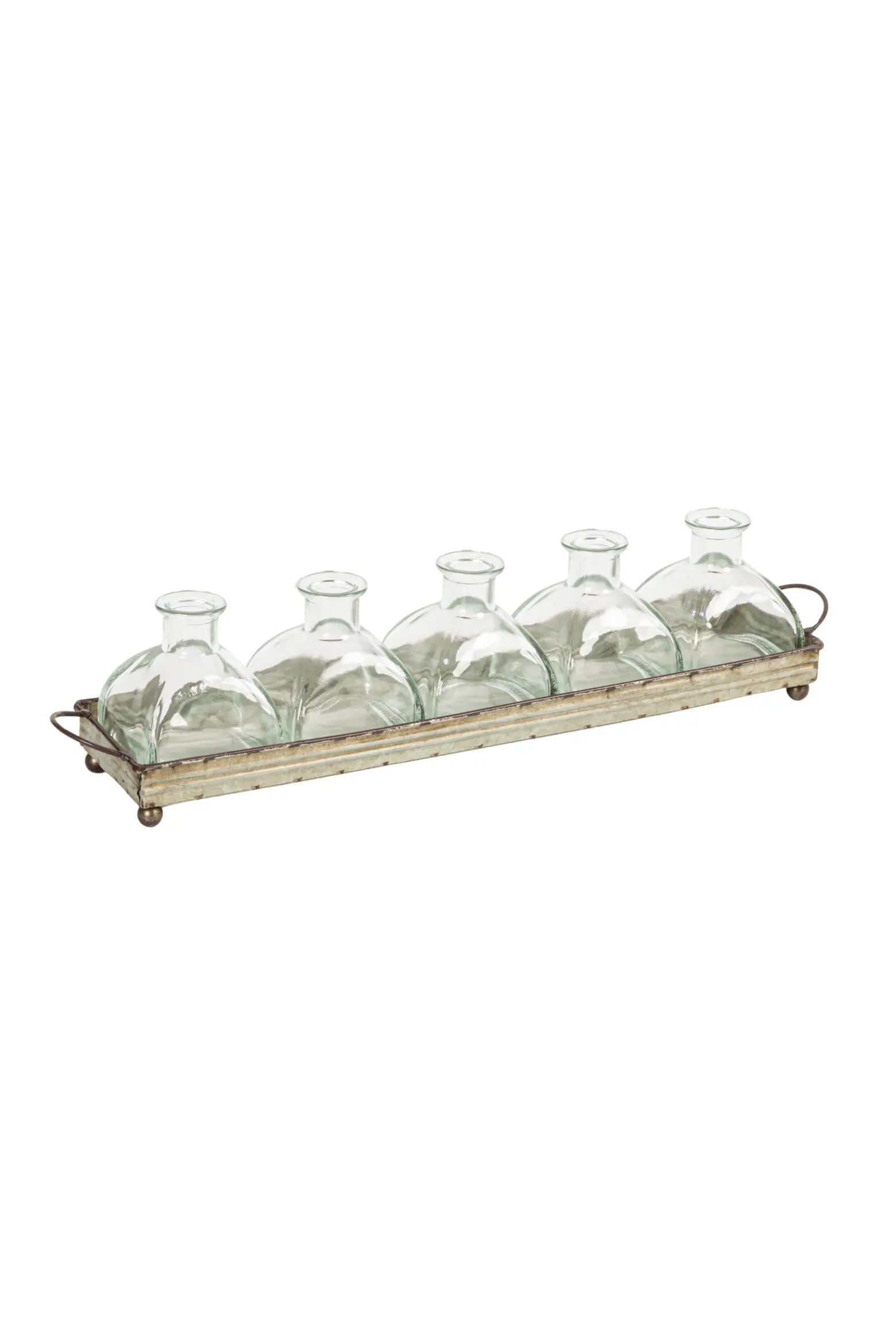 Decorative Rectangular Metal Tray with Handles and 5-Piece Glass Vases, Distressed Grey | Nordstr... | Nordstrom
