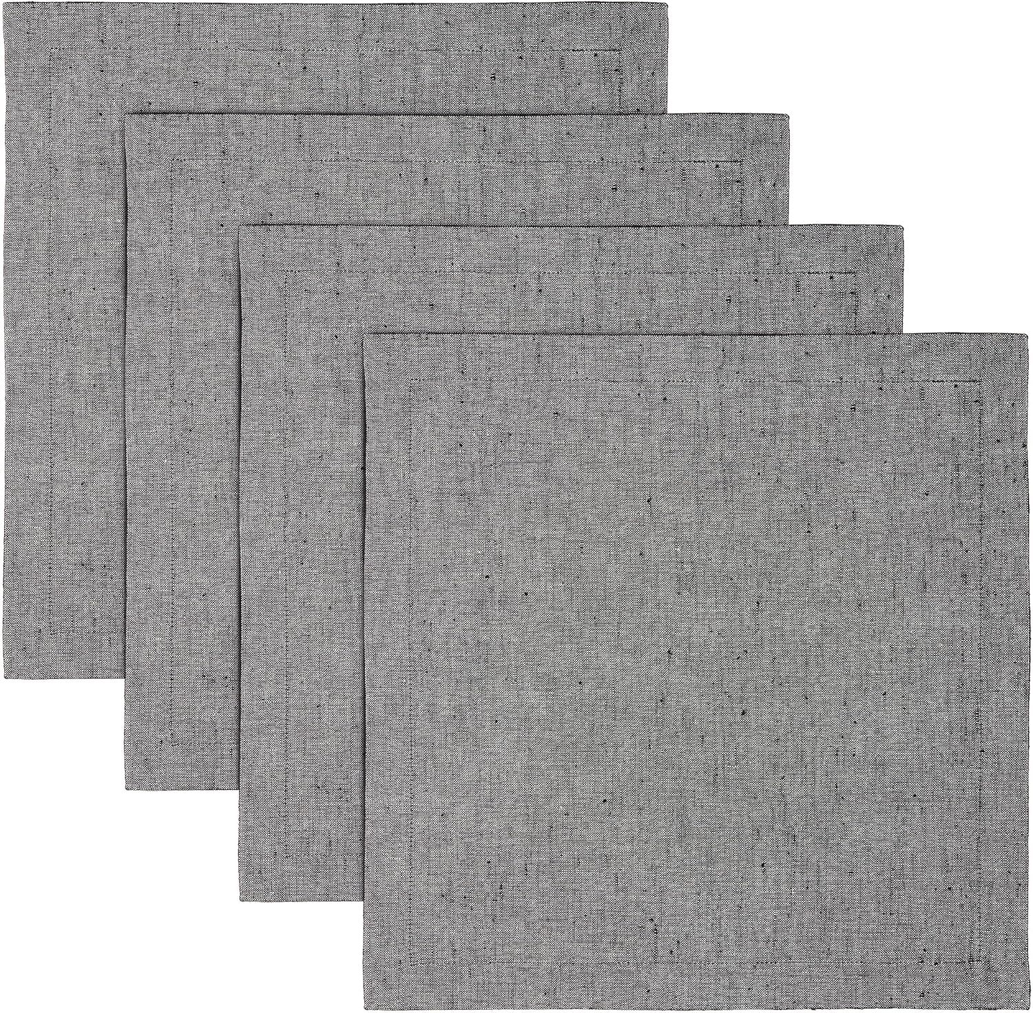 Solino Home Square Linen Placemats 14 x 14 Inch – 100% Pure Linen Chambray Black Placemats Set ... | Amazon (US)
