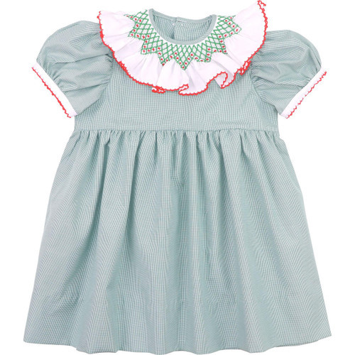 Green Gingham Smocked Collar Dress | Cecil and Lou