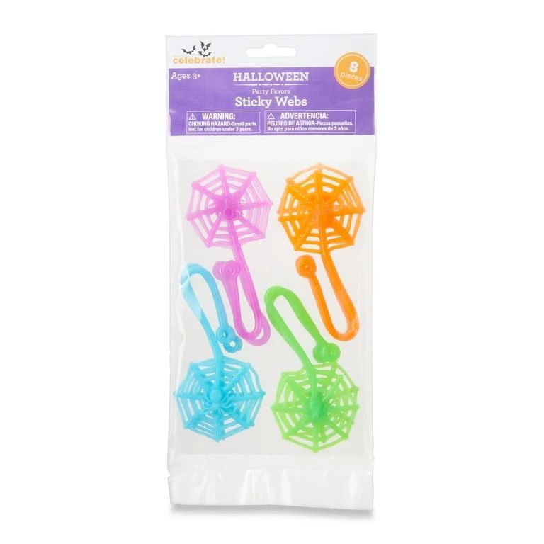 Halloween Sticky Webs Novelty Toys Plastic Party Favors, Ages 3+, 8 Count, by Way To Celebrate | Walmart (US)
