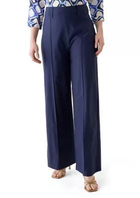PATRIZIA LUCA Women's Wide Leg Pants, Navy Blue, Large | Belk