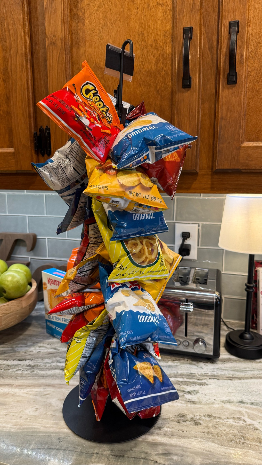Chip stand. Sturdy and holds 16 bags of chips. I double them so it holds 32 bags. 

#LTKmomlife #LTKKids #LTKfoodie