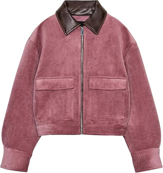 Womens Corduroy Jacket Cropped Bomber Jacket Fall Outerwear | Amazon (US)