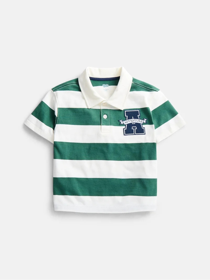Wonder Nation Toddler Boys Rugby Polo Shirt with Short Sleeves, Sizes 12M-5T | Walmart (US)