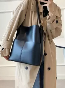 Large Capacity Bucket Bag, Women's Vintage Tote Bag With Wide Strap Bucket Bag For Women Large-Ca... | SHEIN