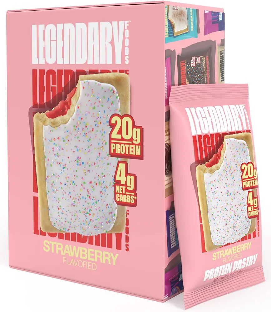 Legendary Foods 20 gr Protein Pastry | Low Carb Tasty Protein Bar Alternative | Keto Friendly | No Sugar Added | High Protein Snacks | On-The-Go Breakfast | Keto Food - Strawberry (8-Pack) | Amazon (US)