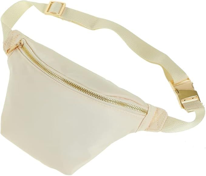 YogoRun Large Fanny Pack Bag Waist Pack Bag Nylon for Boys & Girls (Beige,Large) | Amazon (US)