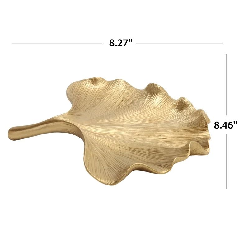 Leaf Shaped Gold Indoor Tabletop Trinket Tray | Walmart (US)