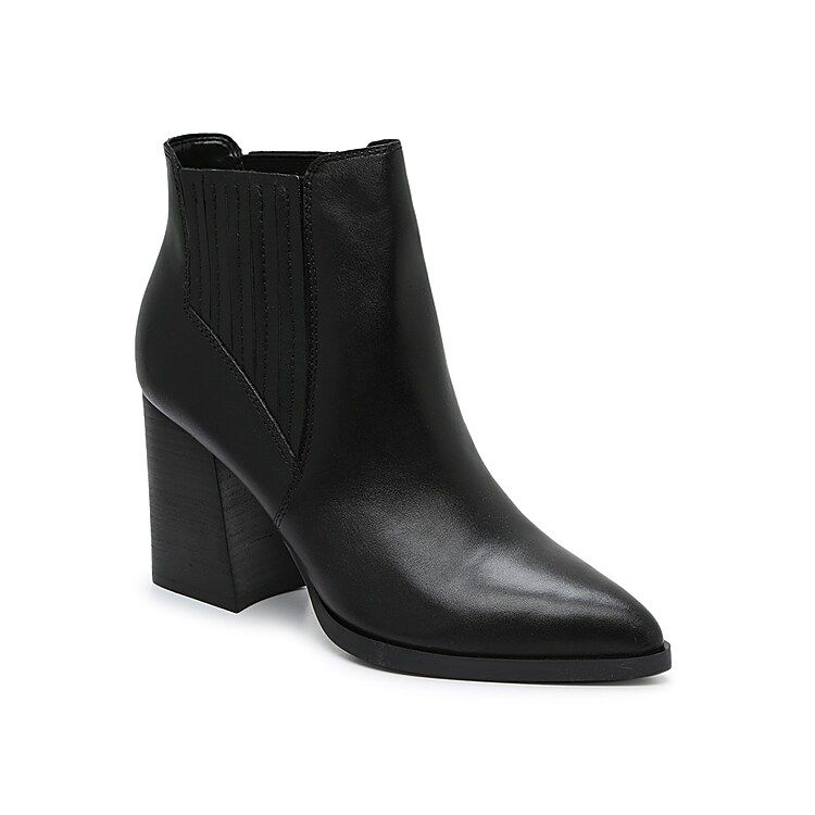 Marc Fisher Eilise Bootie - Women's - Black Leather - Block Bootie Chelsea | DSW