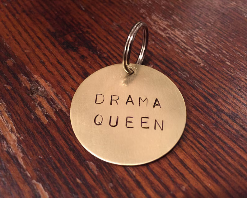 Drama Queen Dog Tag Cat Tag Keychain Cute, Funny, Unique, Hand-stamped Pet Tag Gift for Dog Gift ... | Etsy (US)