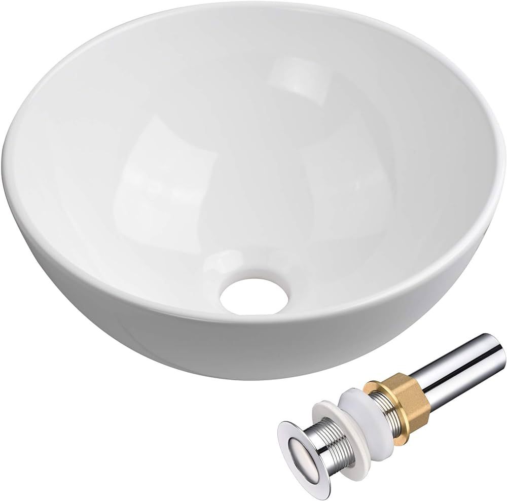 Aquaterior 12" Bathroom Vessel Sink with Pop up Drain Above Counter Washing Basin Bowl Porcelain ... | Amazon (US)