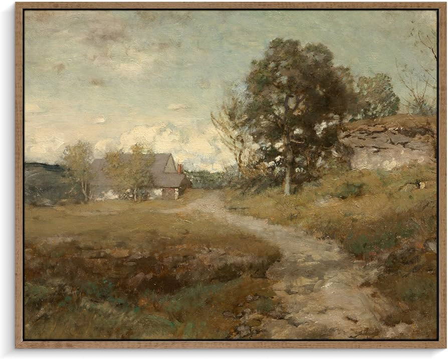 Pinetree Art Framed Canvas Wall Art Room Decor, Vintage Outskirts Country Road Paintings Prints, ... | Amazon (US)