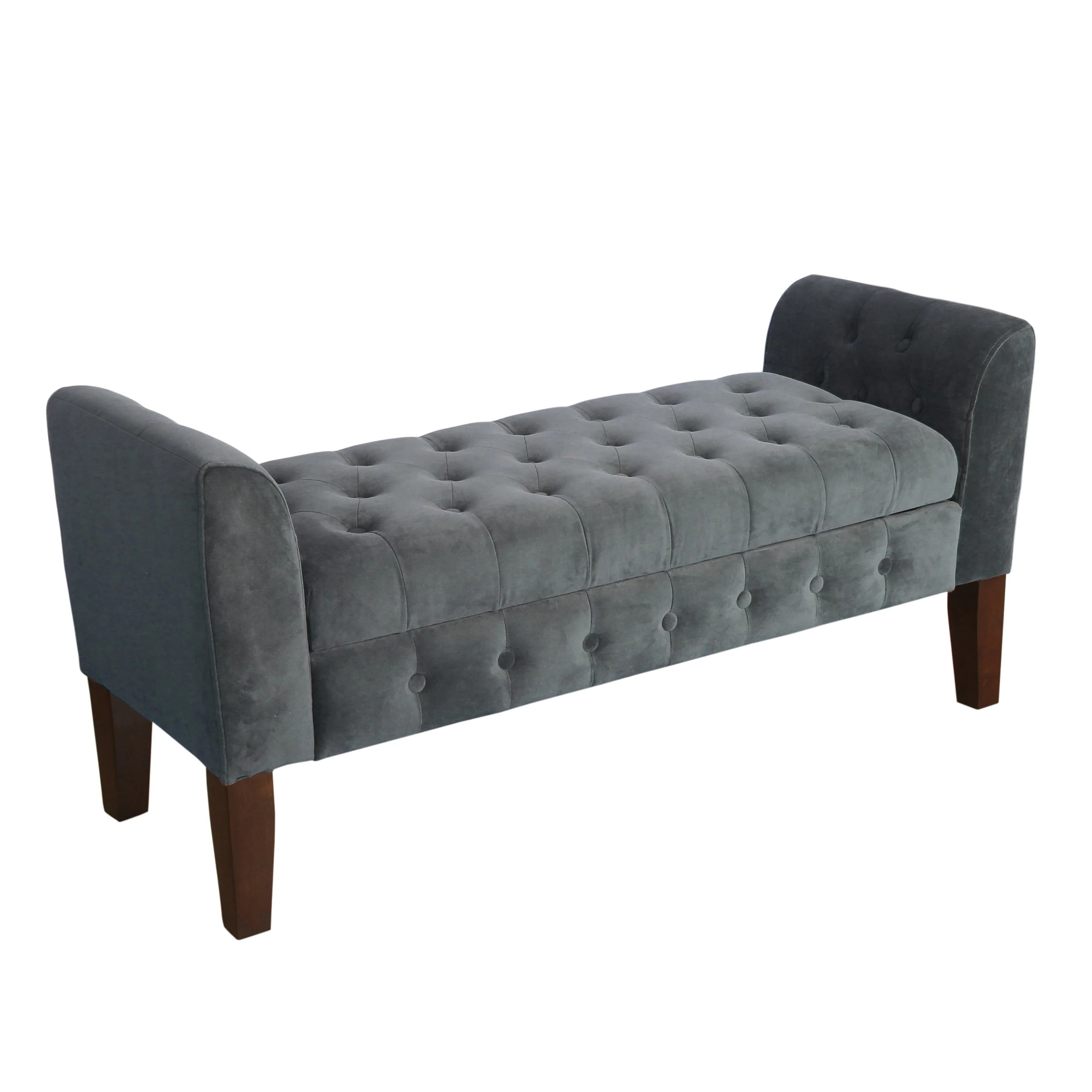 HomePop Velvet Tufted Storage Bench and Settee, Gray | Walmart (US)