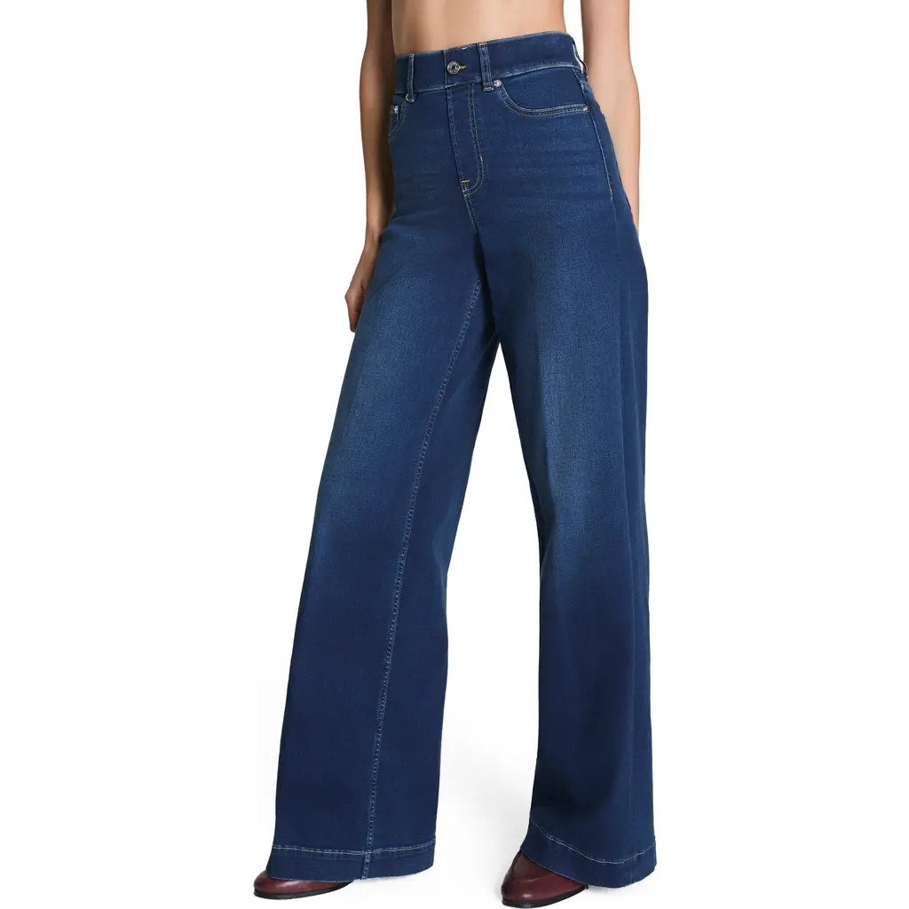 SPANX® SPANXshape™ Pull-On Wide Leg Jeans 2.0 in Pacific Wash at Nordstrom, Size Small P | Nordstrom