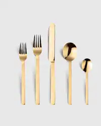 MEPRA Stile Flatware 20-Pc Set in Polished Gold | Quince