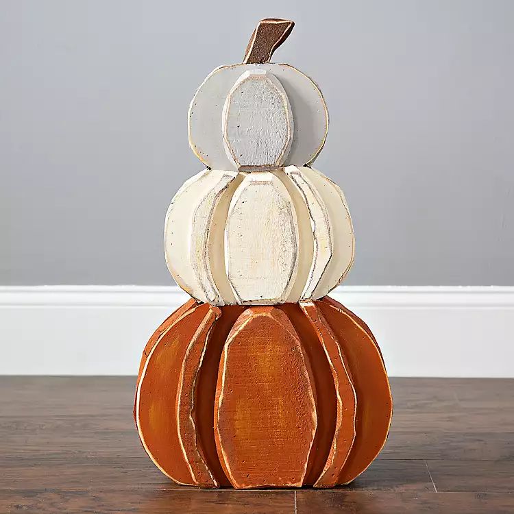 Wooden 3-layer Stacked Pumpkins Statue | Kirkland's Home