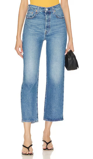 LEVI'S Ribcage Straight Ankle Jeans in Denim-Dark. - size 29 | Revolve Clothing (Global)