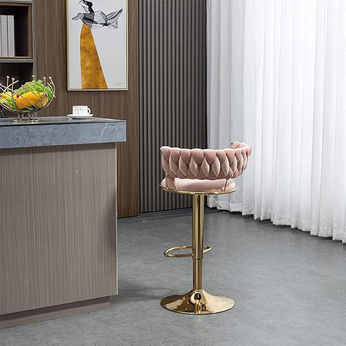 Modern Velvet Bar Stools- Swivel Adjustable Barstools Bar Height Counter Height Kitchen Stools fo... | Amazon (US)