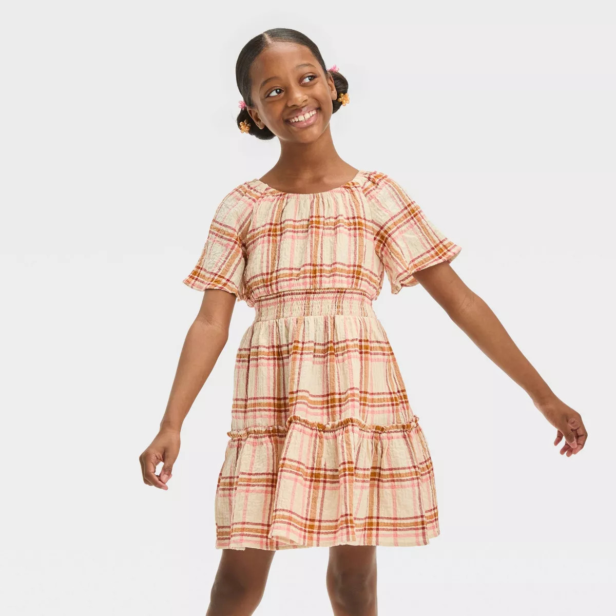 Girls' Short Sleeve Tiered Woven Dress - Cat & Jack™ | Target