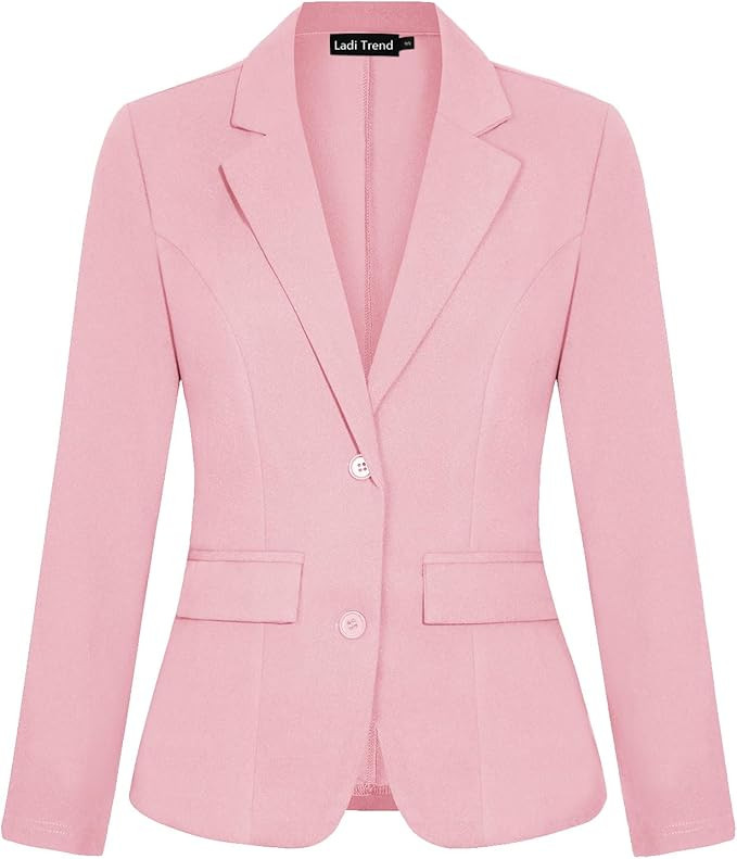Blazers for Women Long Sleeve Notch Lapel Button Front Blazer Casual Work Office Suit Jackets wit... | Amazon (US)