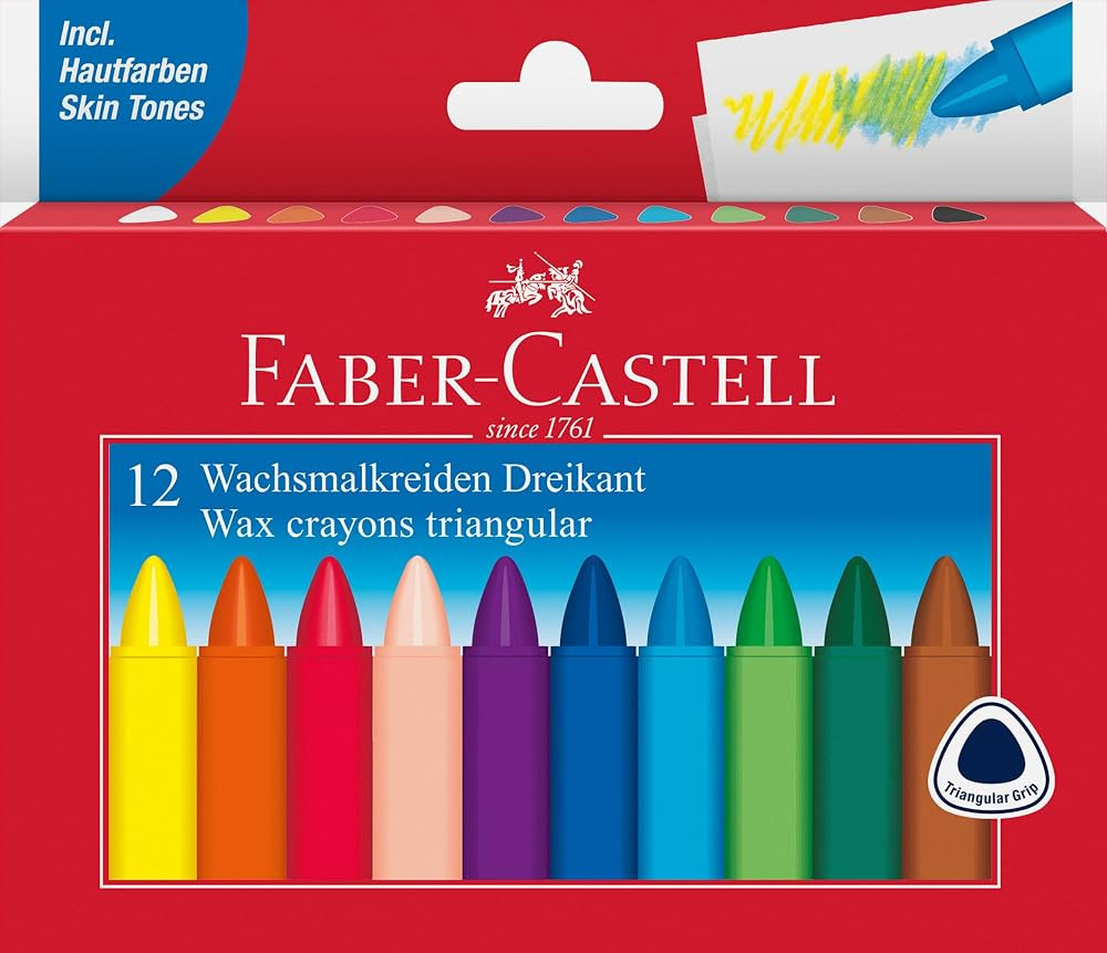 FABER-CASTELL 120010 - Dreikant Wachsmalstifte, 12er Etui | Amazon (DE)