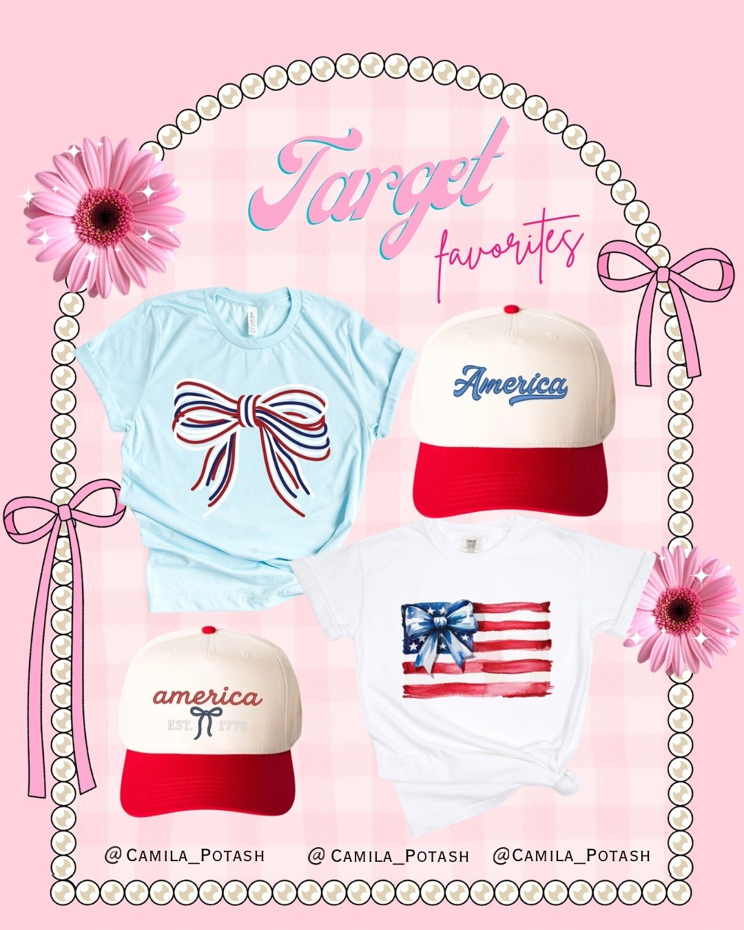 The patriotic bow trend has me in a chokehold lately 🇺🇸🎀 These Target finds are the perfect mix of girly, casual, and festive for summer. From the bow graphic tees to the vintage-inspired America trucker hats, everything feels so cute for Memorial Day, Fourth of July, country concerts, beach days, and summer BBQs ❤️💙

I love pieces like this because they’re easy to throw on with denim shorts, sneakers, sandals, or even over a swimsuit for that effortless Americana summer look ✨

Everything is linked on my LTK 🤍 Which piece is your favorite?

#TargetFinds #TargetStyle #AmericanaStyle #PatrioticFashion #FourthOfJulyOutfit #GraphicTeeStyle #BowTrend #SummerOutfits #LTKFashion #TargetFashion #RedWhiteAndBlue #TruckerHatStyle #CuteSummerStyle #MemorialDayOutfit #CasualChic #AffordableFashion #VintageAmericana #EverydayStyle #SummerOOTD #FashionFinds

patriotic bow shirt, Americana outfit ideas, Fourth of July fashion, patriotic graphic tee, Target fashion finds, cute summer outfits, red white and blue aesthetic, trucker hat outfit, casual summer style, trendy bow fashion, vintage Americana style, affordable fashion finds, patriotic summer outfits, girly summer aesthetic, LTK outfit inspiration

#LTKootd #LTKSeasonal #LTKvlog