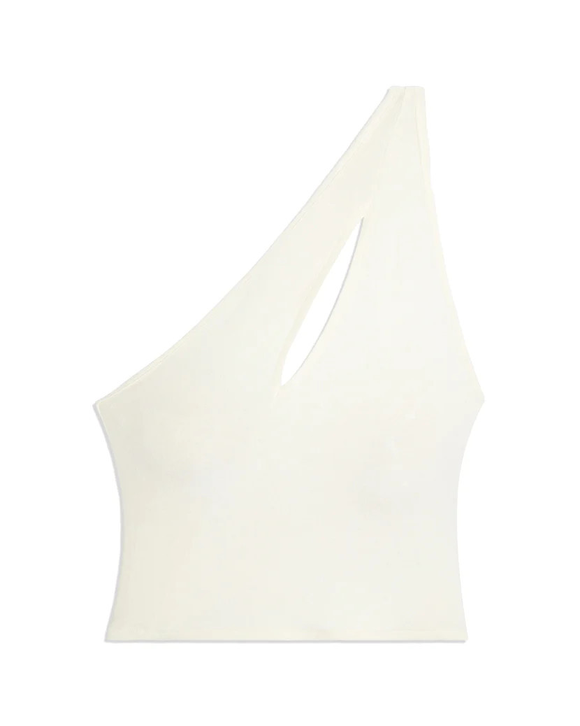Cut Out Jersey Rayon One Shoulder Tank - Whisper White M | We Wore What