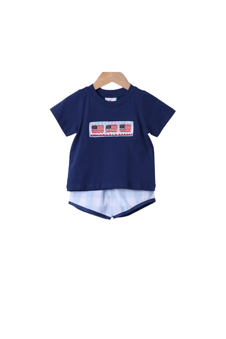 Smocked Star Spangled Flag Short Set | The Smocked Flamingo