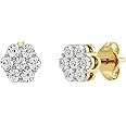 Gilded Lab-Grown Diamond 7 Stone Flower Earrings for Women in 925 Sterling Silver and 14KT Yellow... | Amazon (US)