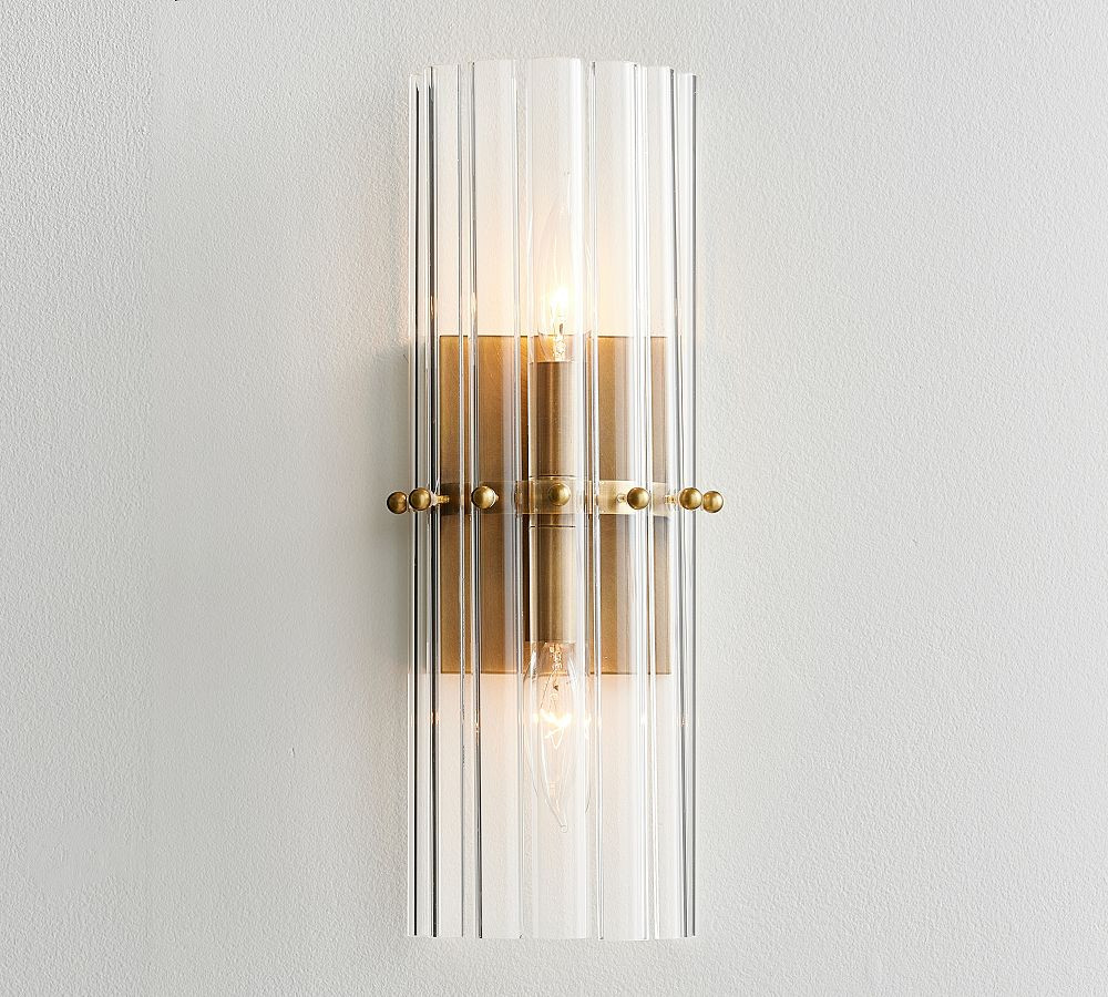 Mallory Crystal 15" Sconce, Tumbled Brass | Pottery Barn (US)