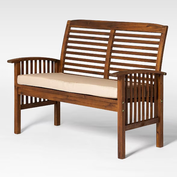 Acacia Wood Patio Loveseat Bench - Saracina Home | Target