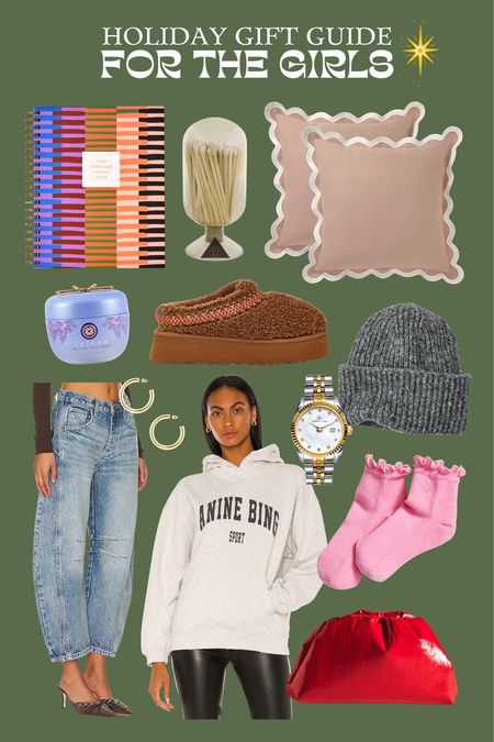 Gift guide for the girls! Candle + cute match holder, pillow case covers, fave Anine Bing sweatshirts (tts M for me) free people barrel jeans tts, ruffle socks, size up in uggs, Tatcha cream code BRE25!!! 

#LTKSeasonal #LTKGiftGuide #LTKHoliday