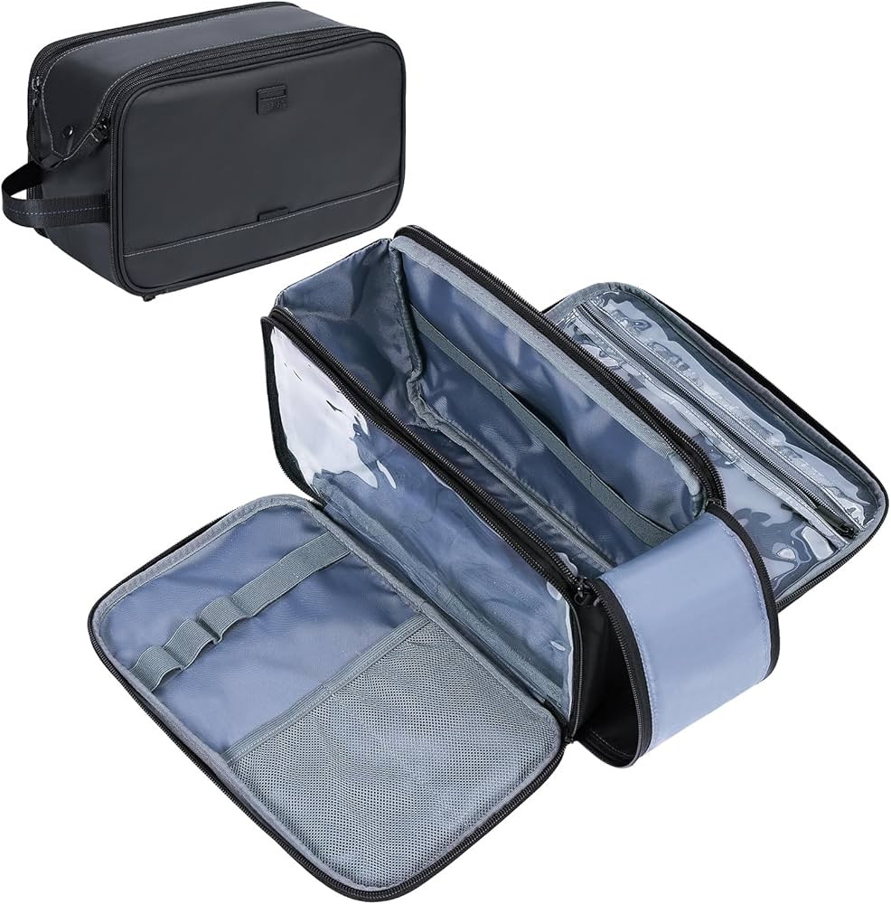 ZEEMO Travel Toiletry Bag for Men, Medium Water-Resistant Double-Sided Full-Open Dopp Kit, Versat... | Amazon (US)