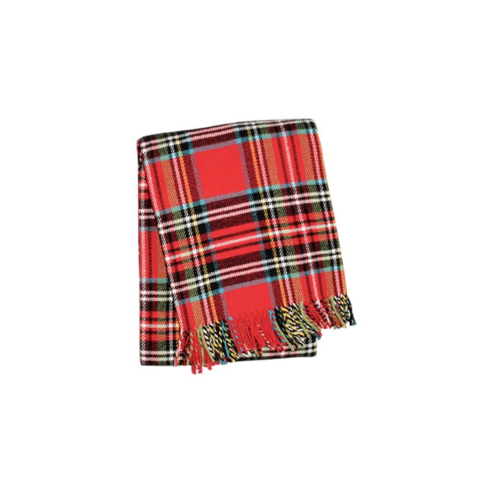 50" X 67" Red Black And White Plaid Cotton Blend Plaid Throw Blanket with Fringe | Wayfair North America