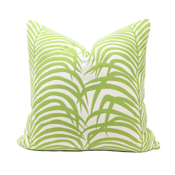 INDOOR/OUTDOOR Schumacher Zebra Palm Pillow Cover in Leaf | Etsy | Etsy (US)
