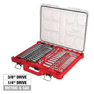 3/8 in. and 1/4 in. Drive SAE/Metric Ratchet and Socket Mechanics Tool Set with PACKOUT Case (106... | The Home Depot