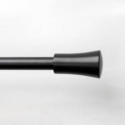 36"-66" Decorative Drapery Single Rod Set with Cylinder Finials Matte Black - Lumi Home Furnishings: Adjustable Black Curtain Rod | Target