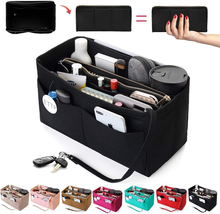 ETTP Purse Organizer Insert, Felt Tote Organizer Insert With Metal Zipper, Handbag Organizer For ... | Amazon (US)