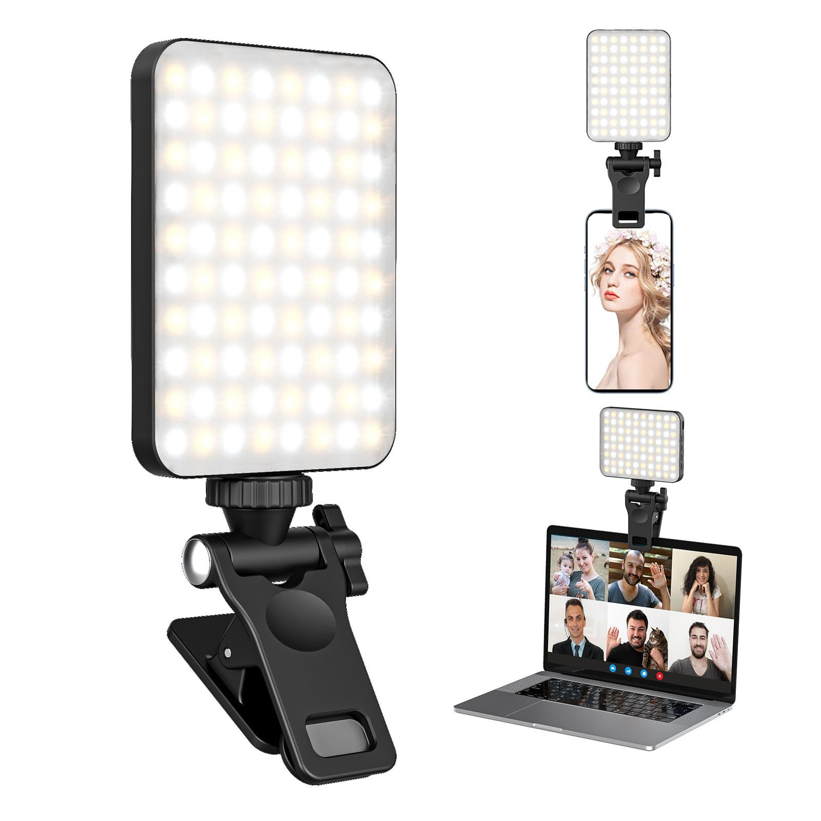 XINBAOHONG Rechargeable Selfie Light, Clip Fill Light for Phone Laptop Tablet Portable Light for ... | Amazon (US)