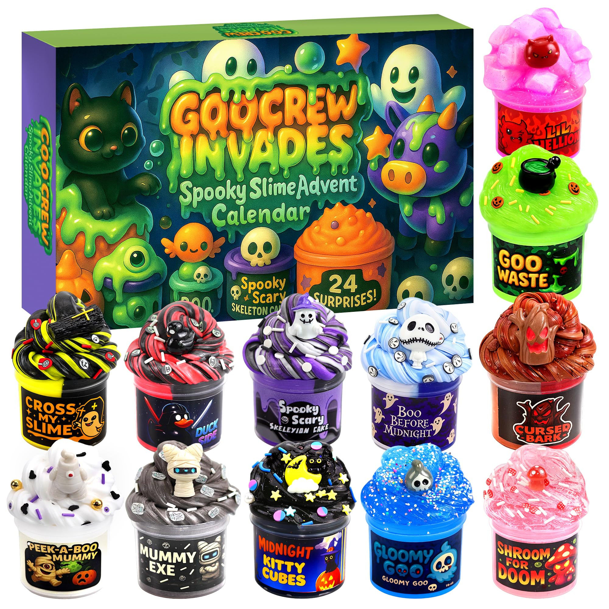 Slime Advent Calendar 2025 Teen Girls 24 Days of Halloween Countdown Kit with Cute Monster Slime ... | Amazon (US)