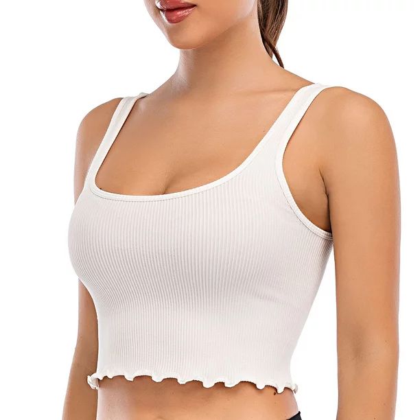 RUNNING GIRL Women's Sports Bra Crop Tank Top Ribbed Knit Vest Tops | Walmart (US)