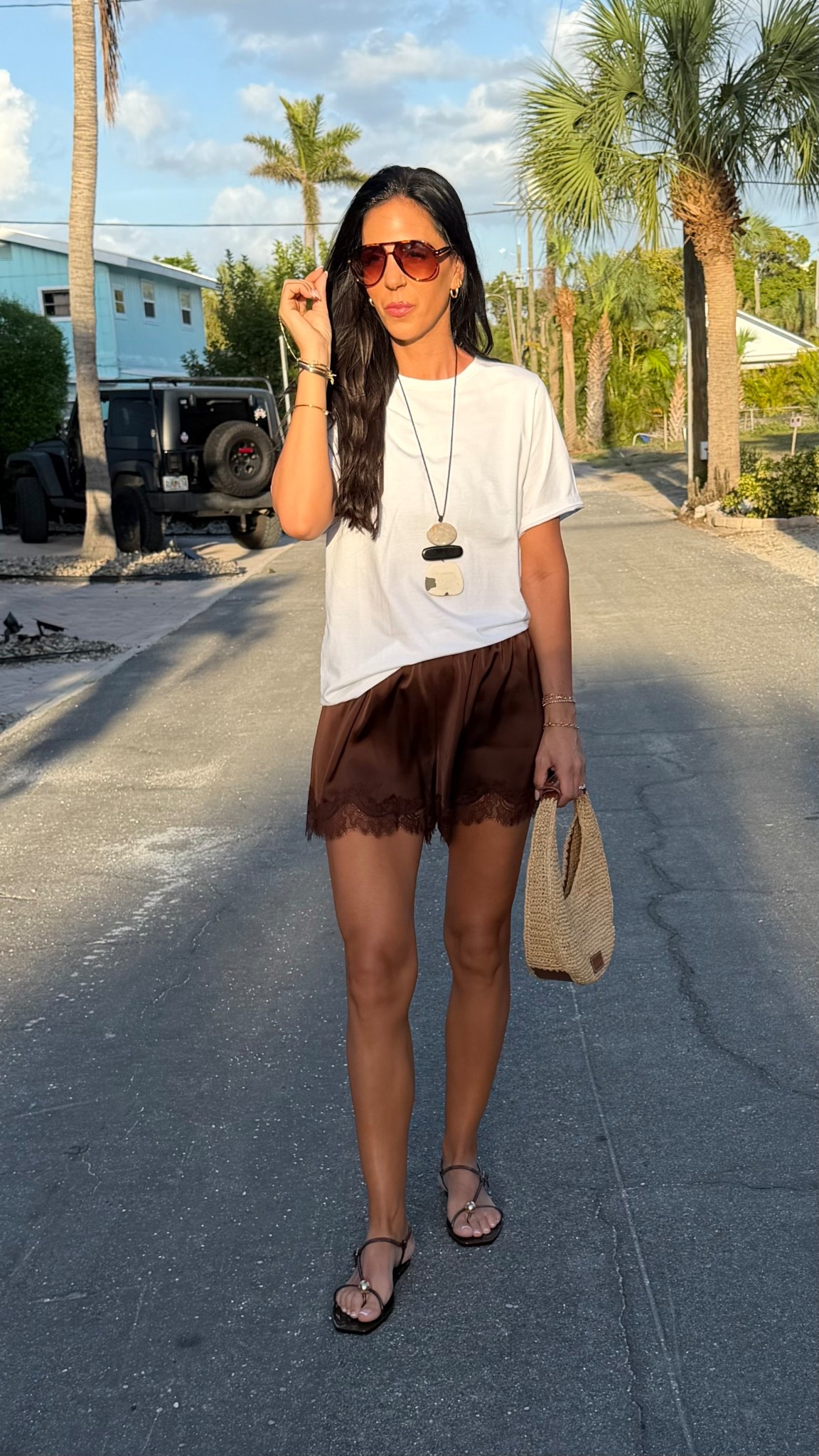 Vacation vibes- comfortable and chic 
Prima cotton favorite tee with the best $22 Target shorts 
Add a chic accessory to elevate the look! 
Smal tee and shorts- tts 

#LTKootd #LTKU #LTKOver40