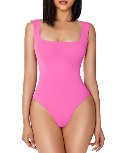 Avidlove Bodysuits for Women Square Neck Body Suit Double Lined Tank Top Bodysuit Soft | Amazon (US)