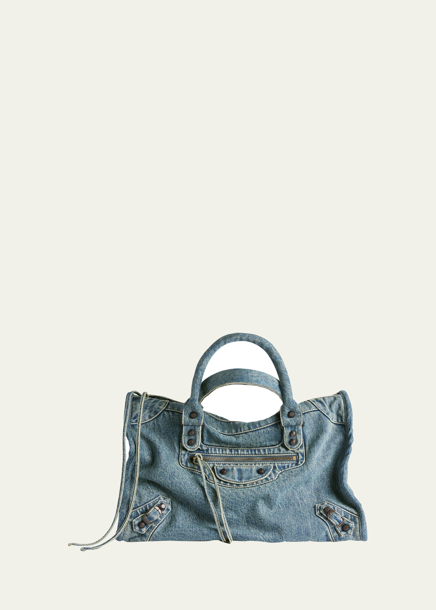 Balenciaga Le City Medium Washed Denim Shoulder Bag | Bergdorf Goodman