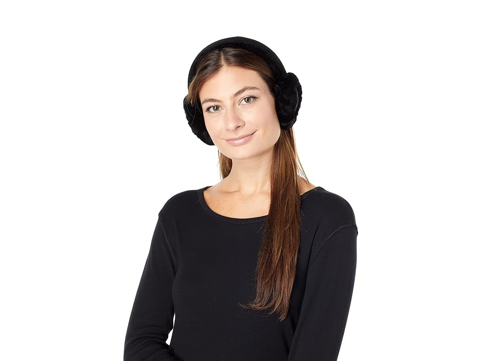 UGG Water Resistant Sheepskin Earmuffs With Embroidered Logo Cold Weather Women's Hats Black | Zappos
