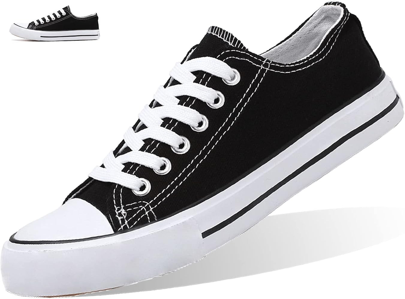 Men's Women's Canvas Sneakers Comfortable Low Top Lace Up Canvas Shoes Breathable Non Slip Sports... | Amazon (US)