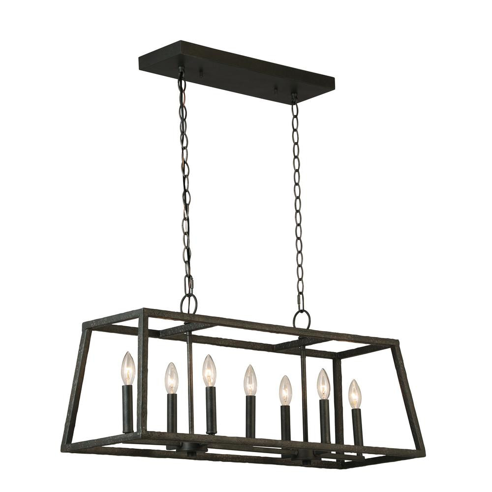 Luminosa 7-Light Hammered Metal Linear Pendant-LT1033 - The Home Depot | The Home Depot